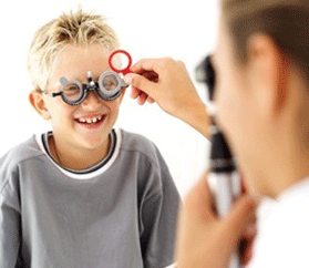Child receiving eye exam
